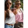 Ekouaer Satin Tank Tops for Women Silk Camisole Tops 2 Pack V Neck Spaghetti Strap Blouse Soft Dressy Camisole(Pink/White)