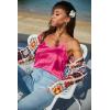 Ekouaer Satin Tank Tops for Women Silk Camisole Tops 2 Pack V Neck Spaghetti Strap Blouse Soft Dressy Camisole(Rose Red/White)