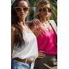 Ekouaer Satin Tank Tops for Women Silk Camisole Tops 2 Pack V Neck Spaghetti Strap Blouse Soft Dressy Camisole(Rose Red/White)
