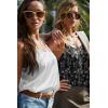 Ekouaer Satin Tank Tops for Women Silk Camisole Tops 2 Pack V Neck Spaghetti Strap Blouse Soft Dressy Camisole(White/Black Flower Print)