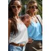 Ekouaer Satin Tank Tops for Women Silk Camisole Tops 2 Pack V Neck Spaghetti Strap Blouse Soft Dressy Camisole(White/Light Blue)