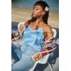 Ekouaer Satin Tank Tops for Women Silk Camisole Tops 2 Pack V Neck Spaghetti Strap Blouse Soft Dressy Camisole(White/Light Blue)