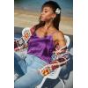 Ekouaer Satin Tank Tops for Women Silk Camisole Tops 2 Pack V Neck Spaghetti Strap Blouse Soft Dressy Camisole(White/Purple)
