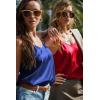 Ekouaer Satin Tank Tops for Women Silk Camisole Tops 2 Pack V Neck Spaghetti Strap Blouse Soft Dressy Camisole(Wine Red/Navy Blue)