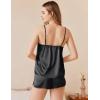 Ekouaer Silk Pajamas Set for Women Satin Camisole Sleepwear Lingerie V-Neck Cami Top and Shorts Pjs(Black)