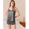 Ekouaer Silk Pajamas Set for Women Satin Camisole Sleepwear Lingerie V-Neck Cami Top and Shorts Pjs(Grey)