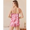 Ekouaer Silk Pajamas Set for Women Satin Camisole Sleepwear Lingerie V-Neck Cami Top and Shorts Pjs(Leopard Heart)
