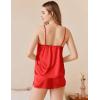 Ekouaer Silk Pajamas Set for Women Satin Camisole Sleepwear Lingerie V-Neck Cami Top and Shorts Pjs(Red)