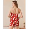 Ekouaer Silk Pajamas Set for Women Satin Camisole Sleepwear Lingerie V-Neck Cami Top and Shorts Pjs(Red Santa Bell)