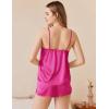Ekouaer Silk Pajamas Set for Women Satin Camisole Sleepwear Lingerie V-Neck Cami Top and Shorts Pjs(Rose Red)