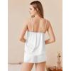 Ekouaer Silk Pajamas Set for Women Satin Camisole Sleepwear Lingerie V-Neck Cami Top and Shorts Pjs(White)