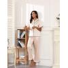 Ekouaer Silk Pajamas for Women Satin Short Sleeve Pajamas Set with Ruffle 2 Pieces Button Down Tops and Pants(Beige)