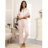 Ekouaer Silk Pajamas for Women Satin Short Sleeve Pajamas Set with Ruffle 2 Pieces Button Down Tops and Pants(Beige)
