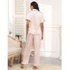 Ekouaer Silk Pajamas for Women Satin Short Sleeve Pajamas Set with Ruffle 2 Pieces Button Down Tops and Pants(Beige)