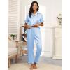 Ekouaer Silk Pajamas for Women Satin Short Sleeve Pajamas Set with Ruffle 2 Pieces Button Down Tops and Pants(Clear Blue)