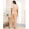Ekouaer Silk Pajamas for Women Satin Short Sleeve Pajamas Set with Ruffle 2 Pieces Button Down Tops and Pants(Khaki)