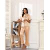 Ekouaer Silk Pajamas for Women Satin Short Sleeve Pajamas Set with Ruffle 2 Pieces Button Down Tops and Pants(Khaki)
