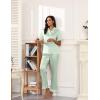 Ekouaer Silk Pajamas for Women Satin Short Sleeve Pajamas Set with Ruffle 2 Pieces Button Down Tops and Pants(Light Green)
