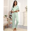 Ekouaer Silk Pajamas for Women Satin Short Sleeve Pajamas Set with Ruffle 2 Pieces Button Down Tops and Pants(Light Green)