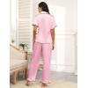 Ekouaer Silk Pajamas for Women Satin Short Sleeve Pajamas Set with Ruffle 2 Pieces Button Down Tops and Pants(Pink)