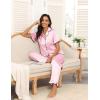 Ekouaer Silk Pajamas for Women Satin Short Sleeve Pajamas Set with Ruffle 2 Pieces Button Down Tops and Pants(Pink)
