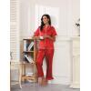 Ekouaer Silk Pajamas for Women Satin Short Sleeve Pajamas Set with Ruffle 2 Pieces Button Down Tops and Pants(Red)