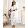 Ekouaer Silk Pajamas for Women Satin Short Sleeve Pajamas Set with Ruffle 2 Pieces Button Down Tops and Pants(White)
