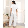 Ekouaer Silk Pajamas for Women Satin Short Sleeve Pajamas Set with Ruffle 2 Pieces Button Down Tops and Pants(White)