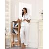 Ekouaer Silk Pajamas for Women Satin Short Sleeve Pajamas Set with Ruffle 2 Pieces Button Down Tops and Pants(White)