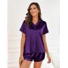 Ekouaer Silk Pajamas for Women Short Sleeve Satin Pajama Set 2 Piece Button Down Loungewear S-XXL(Purple)