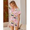 Ekouaer Silk Satin Pajamas 2 Piece Pajamas for Women Set Button Down PJ Short Sleeve and Shorts Pjs Lounge Sets(1-pink With Tiger)