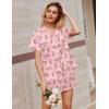 Ekouaer Silk Satin Pajamas 2 Piece Pajamas for Women Set Button Down PJ Short Sleeve and Shorts Pjs Lounge Sets(2-pink With Cheetah)