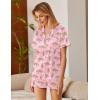 Ekouaer Silk Satin Pajamas 2 Piece Pajamas for Women Set Button Down PJ Short Sleeve and Shorts Pjs Lounge Sets(2-pink With Cheetah)