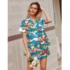 Ekouaer Silk Satin Pajamas 2 Piece Pajamas for Women Set Button Down PJ Short Sleeve and Shorts Pjs Lounge Sets(Blue-santa Claus on Vacation)