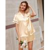 Ekouaer Silk Satin Pajamas 2 Piece Pajamas for Women Set Button Down PJ Short Sleeve and Shorts Pjs Lounge Sets(Champagne)