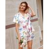 Ekouaer Silk Satin Pajamas 2 Piece Pajamas for Women Set Button Down PJ Short Sleeve and Shorts Pjs Lounge Sets(Colorful Bow)
