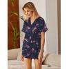 Ekouaer Silk Satin Pajamas 2 Piece Pajamas for Women Set Button Down PJ Short Sleeve and Shorts Pjs Lounge Sets(Deep Blue Cocktail Glass)