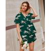 Ekouaer Silk Satin Pajamas 2 Piece Pajamas for Women Set Button Down PJ Short Sleeve and Shorts Pjs Lounge Sets(Grenn Tiger)
