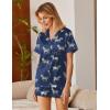 Ekouaer Silk Satin Pajamas 2 Piece Pajamas for Women Set Button Down PJ Short Sleeve and Shorts Pjs Lounge Sets(Navy With Zebra)