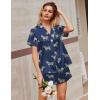 Ekouaer Silk Satin Pajamas 2 Piece Pajamas for Women Set Button Down PJ Short Sleeve and Shorts Pjs Lounge Sets(Navy With Zebra)