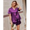 Ekouaer Silk Satin Pajamas 2 Piece Pajamas for Women Set Button Down PJ Short Sleeve and Shorts Pjs Lounge Sets(Purple)