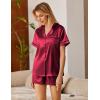 Ekouaer Silk Satin Pajamas 2 Piece Pajamas for Women Set Button Down PJ Short Sleeve and Shorts Pjs Lounge Sets(Wine Red)