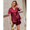 Ekouaer Silk Satin Pajamas 2 Piece Pajamas for Women Set Button Down PJ Short Sleeve and Shorts Pjs Lounge Sets(Wine Red)