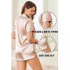 Ekouaer Silk Satin Pajamas Set Short Sleeve Pj Sets Black & White Contrast Piping Pjs Button Down Lounge Sets 2 Piece(Champagne)