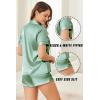 Ekouaer Silk Satin Pajamas Set Short Sleeve Pj Sets Black & White Contrast Piping Pjs Button Down Lounge Sets 2 Piece(Light Green)