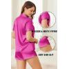 Ekouaer Silk Satin Pajamas Set Short Sleeve Pj Sets Black & White Contrast Piping Pjs Button Down Lounge Sets 2 Piece(Rose Red)
