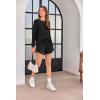 Ekouaer Waffle Knit Pajama Sets for Women Solid Lounge Sets Long Sleeve Top and Shorts Pjs S-XXL(Black)