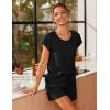 Ekouaer Women 2 Piece Pajamas Set Short Sleeve Comfy Lounge Set Round Neck Tops and Shorts Pjs with Pockets(Black)