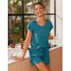 Ekouaer Women 2 Piece Pajamas Set Short Sleeve Comfy Lounge Set Round Neck Tops and Shorts Pjs with Pockets(Dark Green)