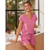 Ekouaer Women 2 Piece Pajamas Set Short Sleeve Comfy Lounge Set Round Neck Tops and Shorts Pjs with Pockets(Gray Purple)